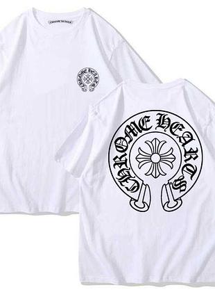 Чоловіча футболка chrome hearts logo біла унісекс хром хартс