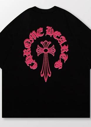 Футболка chrome hearts logo унисекс хром хартс с крестами новинка черный