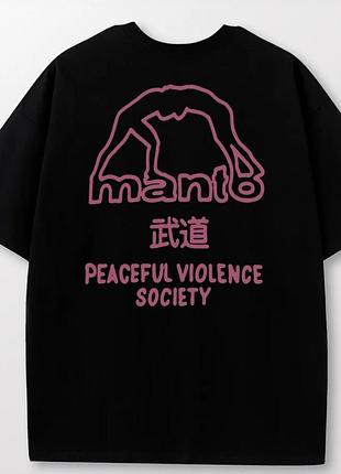 Мужская футболка manto peaceful violence society черная унисекс манто мма ufc