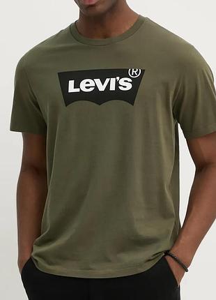 Чоловіча футболка levi's logo унісекс хакі лівайс