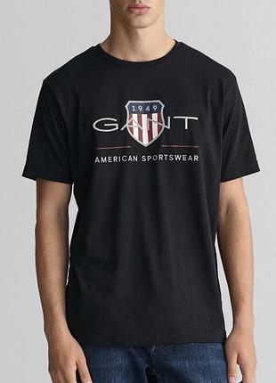 Чоловіча футболка gant logo чорна унісекс гант