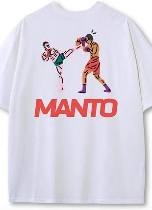 Мужская футболка manto fight co белая унисекс манто boxing ufc mma wrestling