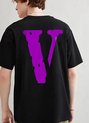 Мужская футболка vlone logo унисекс v лон черная