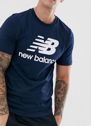 Мужская футболка new balance темно синяя nb нью беленс