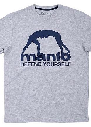 Чоловіча футболка manto defend yourself fight co сіра унісекс манто boxing ufc mma wrestling muay thai