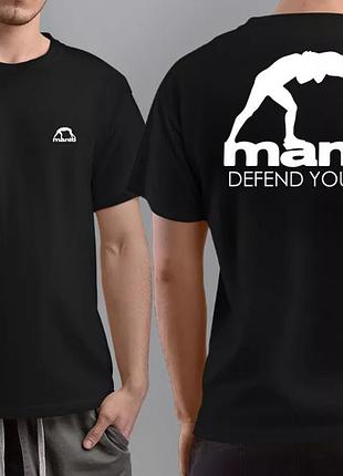 Чоловіча футболка manto defend yourself чорна манто мма ufc