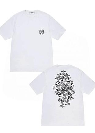 Мужская футболка chrome hearts logo белая унисекс хром хартс