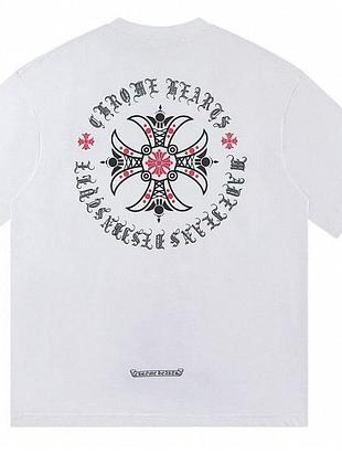 Мужская футболка chrome hearts logo унисекс хром хартс белая