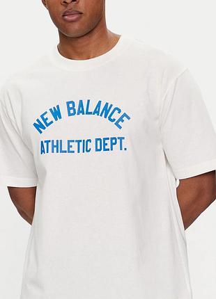 Мужская футболка new balance logo белая унисекс нью беленс