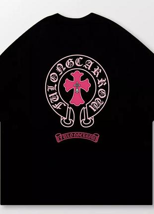 Футболка chrome hearts logo унисекс хром хартс с крестами новинка черная