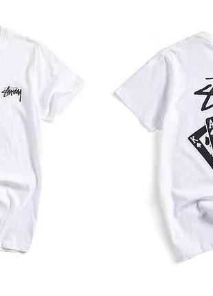 Чоловіча футболка stussy playing cards біла унісекс стуссі з мапами