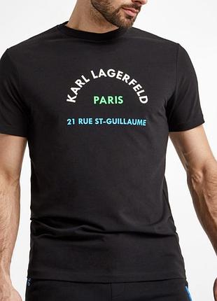 Мужская футболка karl lagerfeld paris черная унисекс карл лагерфельд