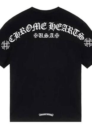 Мужская футболка chrome hearts logo черная унисекс хром хартс