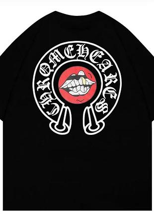 Футболка chrome hearts logo унісекс хром хартс з хрестами чорна