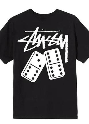 Чоловіча футболка stussy чорна унісекс-стусі