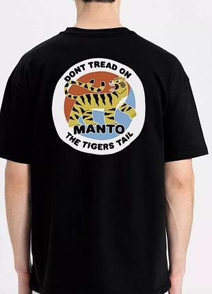 Мужская футболка manto fights tigers черная унисекс манто boxing ufc mmа