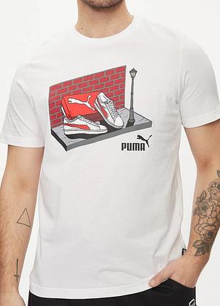 Мужская футболка puma shoes белая унисекс пума