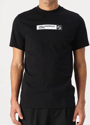 Мужская футболка karl lagerfeld logo черная унисекс карл лагерфильд
