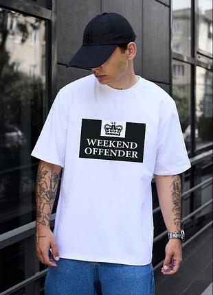 Мужская футболка weekend offender logo белая унисекс викенд офендер