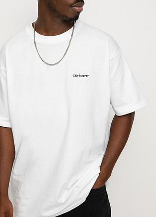 Мужская футболка carhartt logo белая унисекс кархарт