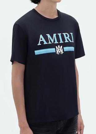 Чоловіча футболка amiri logo унісекс амірі чорна