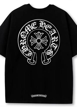 Футболка chrome hearts logo унісекс хром хартс з хрестами новинка чорна