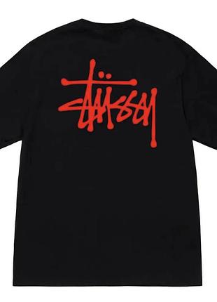 Мужская футболка stussy two-sides logo унисекс стусси черная стасси