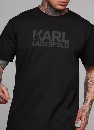 Мужская футболка karl lagerfeld logo черная унисекс карл лагерфельд