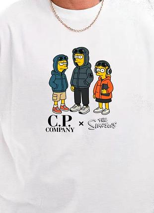 Мужская футболка c.p. company the simpson logo унисекс с.п. компани белая