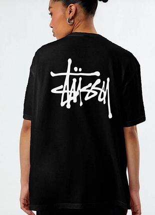 Футболки stussy logo стусси черные унисекс тишка