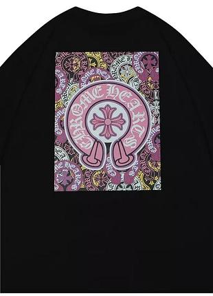 Футболка chrome hearts logo унісекс хром хартс з хрестами чорна