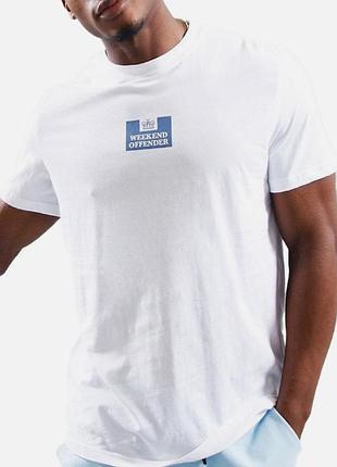 Мужская футболка weekend offender logo белая унисекс викенд офендер
