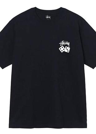 Мужская футболка stussy piar of dice черная унисекс стусси с кубиками