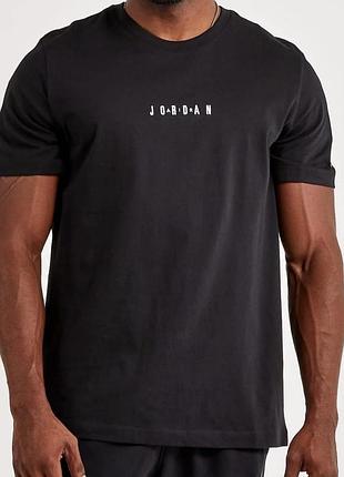 Чоловіча футболка jordan air logo унісекс чорна джордан
