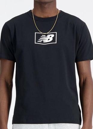 Мужская футболка new balance черная нью баланс