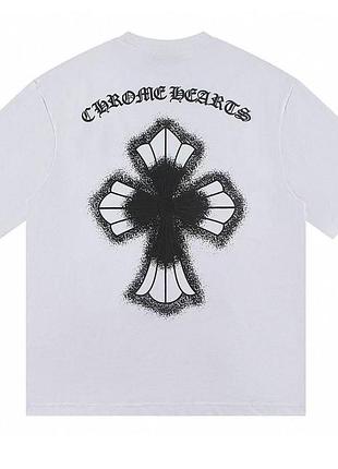 Мужская футболка chrome hearts logo унисекс хром хартс белая