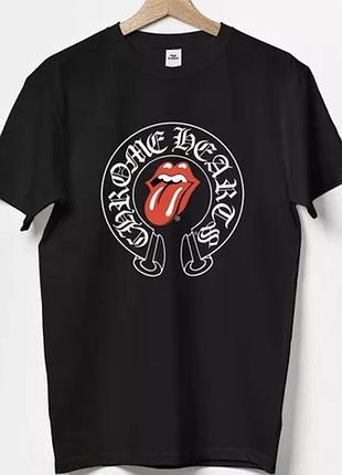 Мужская футболка chrome hearts logo черная унисекс хром хартс