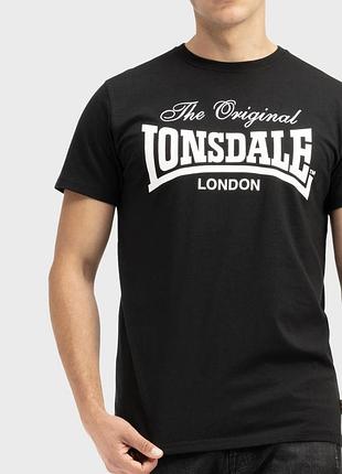 Чоловіча футболка lonsdale london logo чорна унісекс-ленсдейл