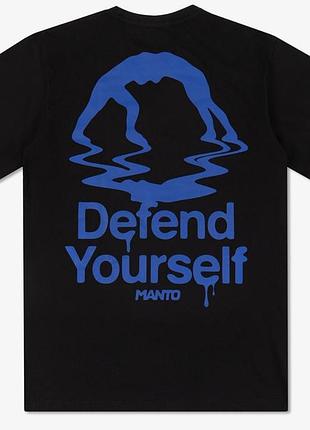 Чоловіча футболка manto defend yourself чорна унісекс-манто boxing ufc mma wrestling