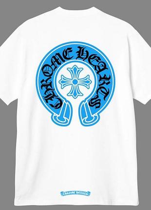 Мужская футболка chrome hearts logo белая унисекс хром хартс