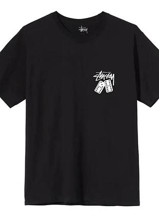 Мужская футболка stussy domino черная унисекс стусси домино