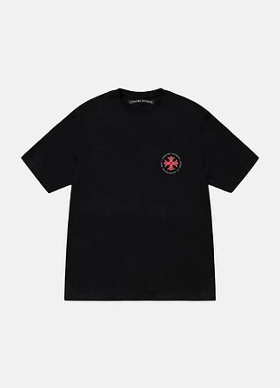 Мужская футболка chrome hearts logo черная унисекс хром хартс