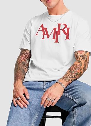 Мужская футболка amiri logo белая унисекс амири