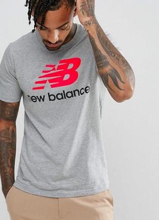 Мужская футболка new balance серая nb нью беленс