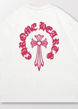 Футболка chrome hearts logo унисекс хром хартс с крестами новинка белая