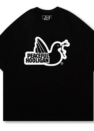 Чоловіча футболка peaceful hooligan logo чорна унісекс хуліган