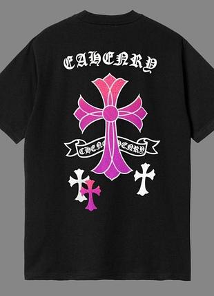 Мужская футболка chrome hearts logo черная унисекс хром хартс