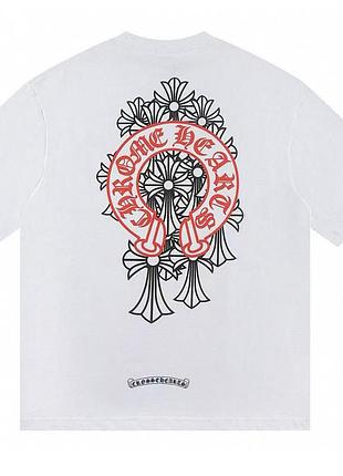 Мужская футболка chrome hearts logo унисекс хром хартс белая
