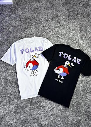 Мужская футболка polar skate co logo унисекс черная белая полар