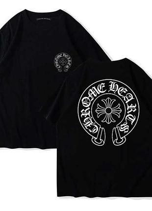 Чоловіча футболка chrome hearts logo чорна унісекс хром хартс